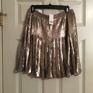 Banana Republic Champagne Sequin Pleated Skirt